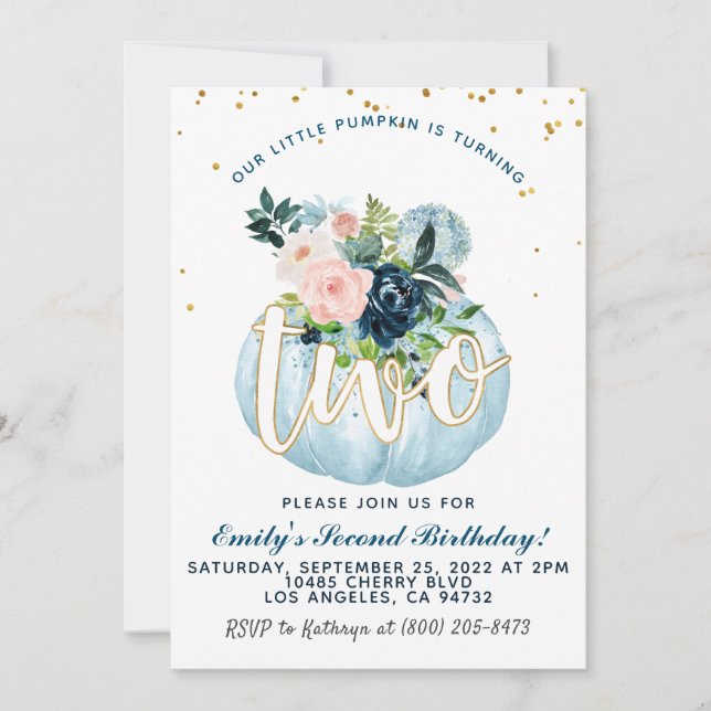 Segundo Convite de Aniversário para Abóbora (Frente)