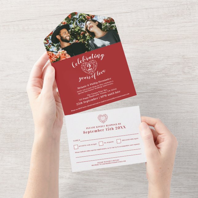 segundo de aniversário de casamento garnet vermelh (Aba destacável)