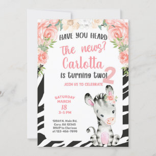 Segundo de zebra, segundo convite de aniversário.