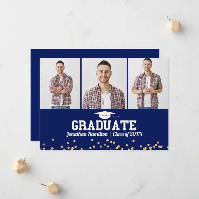 Segundo grau Graduação Anúncio 3 Cartão com fotos (Frente/Verso In Situ)
