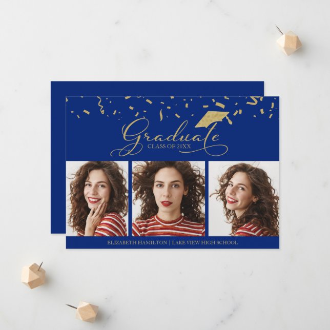 Segundo grau Graduação Anúncio 3 Cartões com fotos (Frente/Verso In Situ)