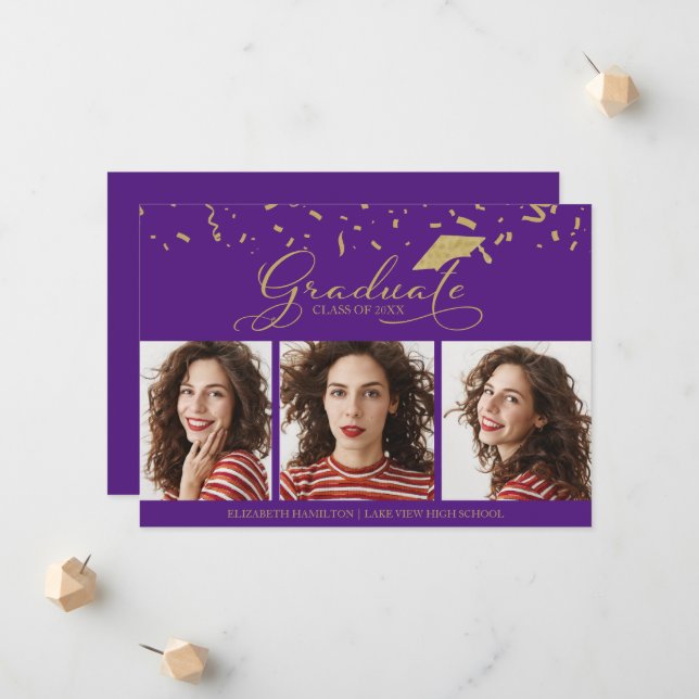 Segundo grau Graduação Anúncio 3 Cartões com fotos (Frente/Verso In Situ)