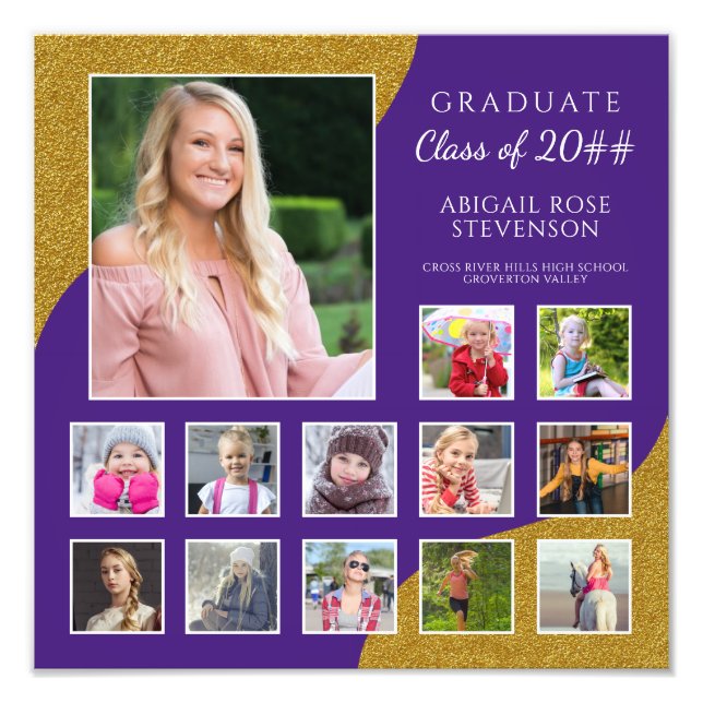 Segundo grau K-12 Colagem de Fotografias Roxo e Do (Frente)