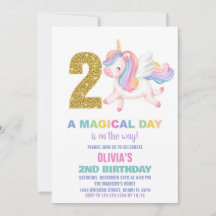 segundo Rainbow Unicorn - Convites de Aniversário