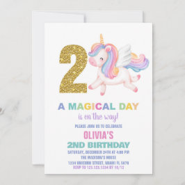 segundo Rainbow Unicorn - Convites de Aniversário