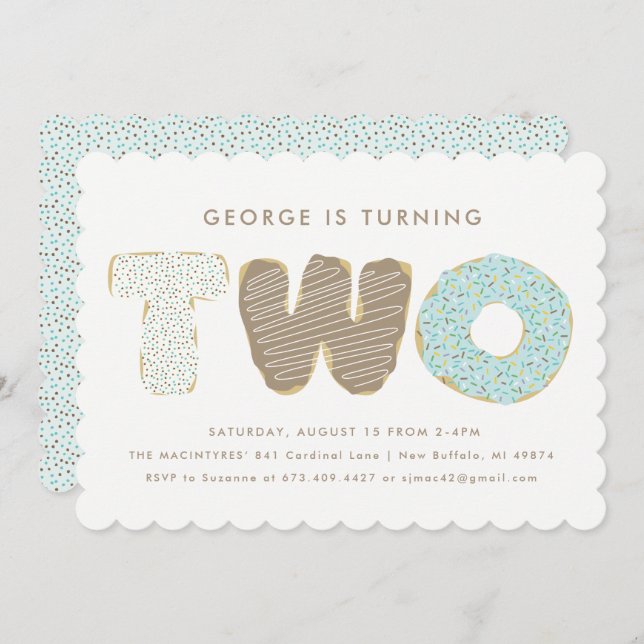 Segundos convites do tema da rosquinha da festa de (Frente/Verso)