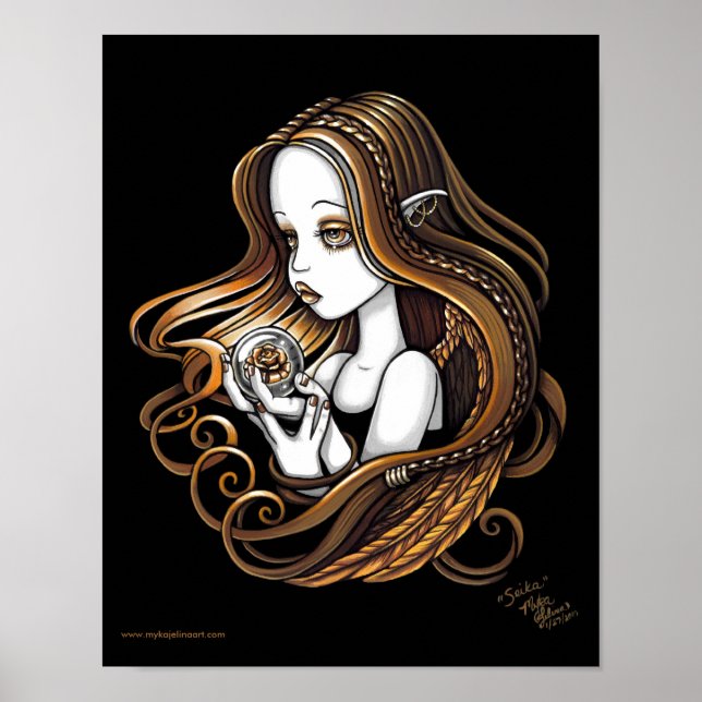 "Seika" Amber Rosa Crystal Ball Angel Poster (Frente)