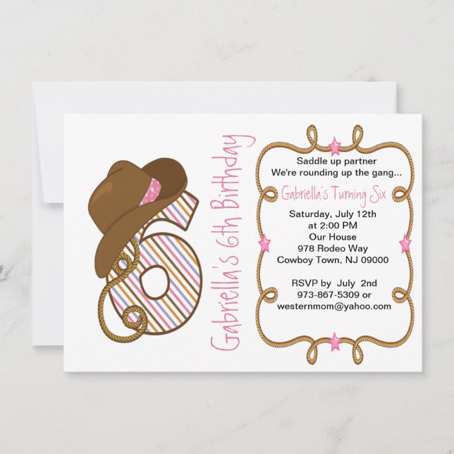 Seis convites grande ocidental do aniversário da (Frente)