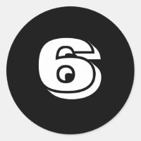 Seis grandes adesivos redondos com número preto po