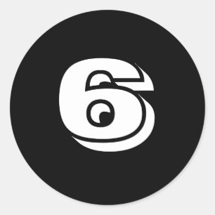 Seis grandes adesivos redondos com número preto po