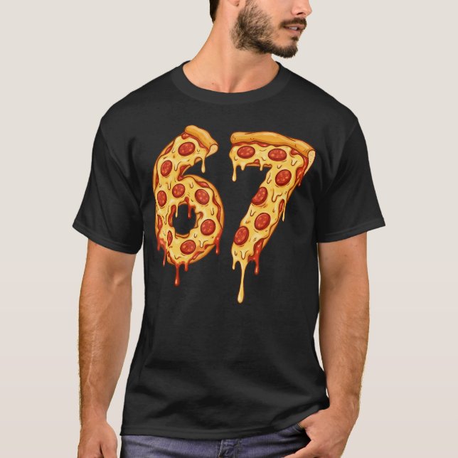 Seis Sete 6 7 Meme Pizza Engraçada 67 Camisetas Co (Frente)