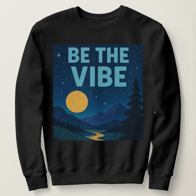 “Seja a Vibração” Camisa Noturna de Crayon Retro (Frente do Design)
