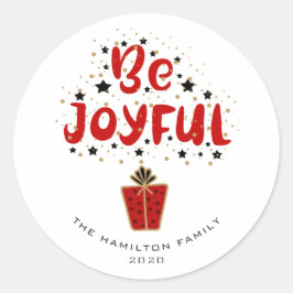 Seja alegre com o adesivo da caixa de presente ver