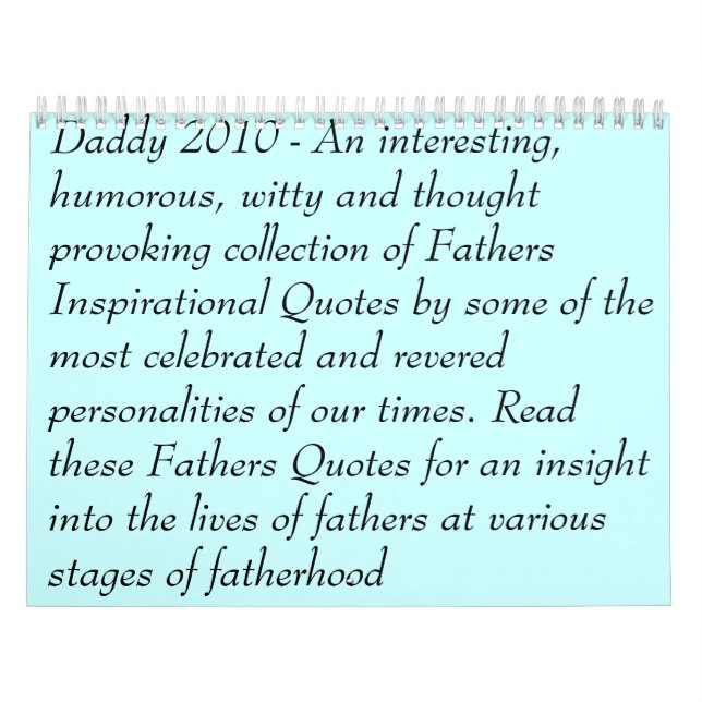 "Seja calendário de um pai" (Capa)