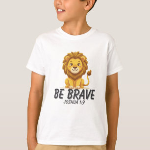 Seja Corajoso Camiseta Cristã Infantil Leão Joshua