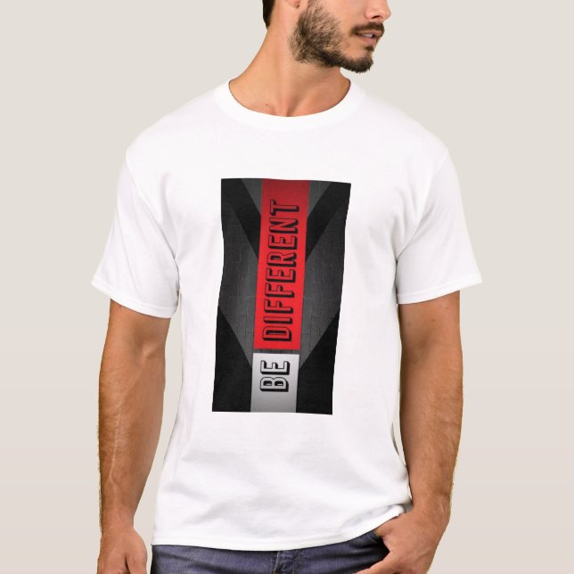 SEJA DIFERENTE. CAMISA COM IMPRESSÃO DE TEXTO (Frente)