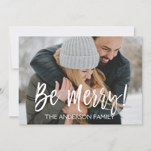 Seja feliz Cartão com fotos de Natal (Frente)