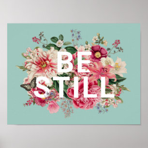 Seja Floral Vintage Mint Green Word Poster
