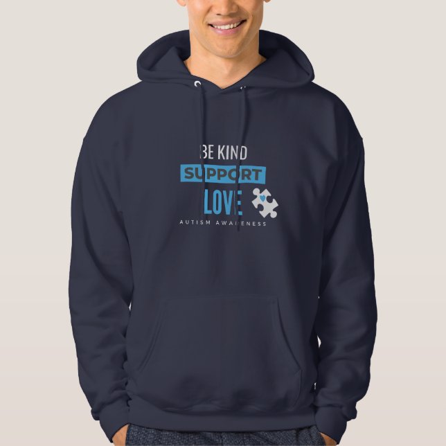 seja gentil. apoio. amor. autismo Pullover Hoodie (Frente)