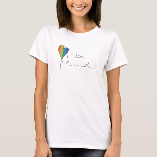 Seja gentil, bondade, amor, arco-íris, camiseta (Frente)