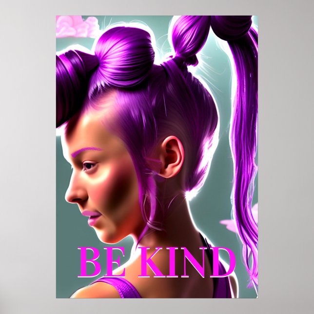 Seja gentil, Poster de Arte de Parede Roxo (Frente)