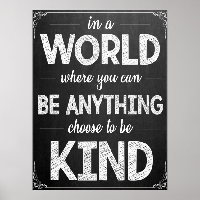 Seja Kind Chalkboard Poster (Frente)