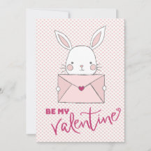 Seja meu namorado Coelho Branco Coração Carta Rosa