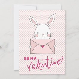 Seja meu namorado Coelho Branco Coração Carta Rosa
