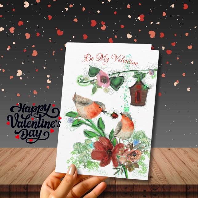 Seja meu namorado com cartão de pássaros (Be My Valentine with birds Card)