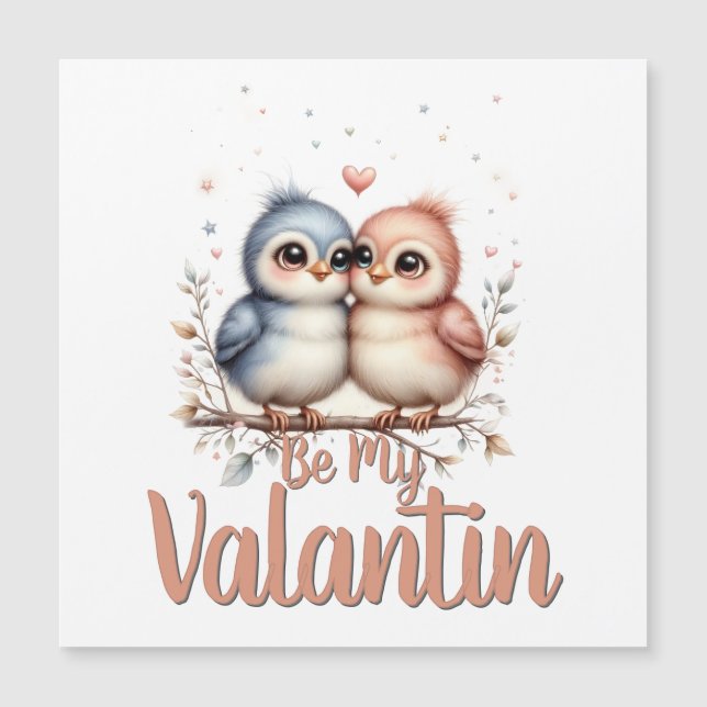 Seja Meu Valentin – Arte de Pássaros de Amor no Di (Frente)