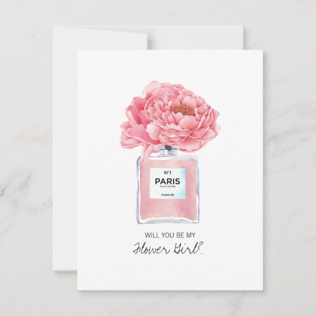 Seja Minha Dama de Flores Carta de Peônias e Perfu (Frente)