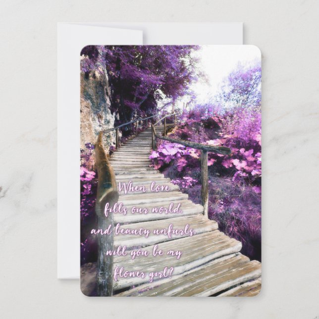 seja minha menina de flores convite de caminho de  (Frente)