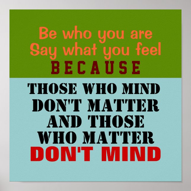 SEJA QUEM VOCÊ É ~ 12X12 Poster (Frente)