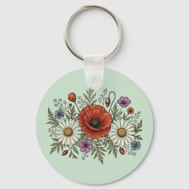"Seja uma Flor Silvestre" Chaveiro de Círculo de A (Frente)