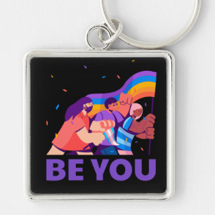 Seja você. LGBT+Orgulho. Chaveiro de bandeira arco