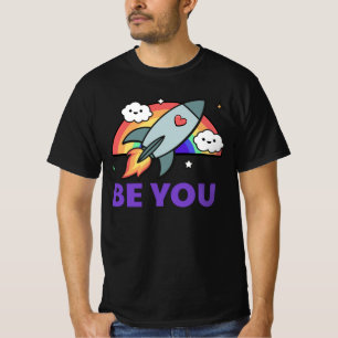 Seja você. Nuvem de foguete arco-íris com camisa c