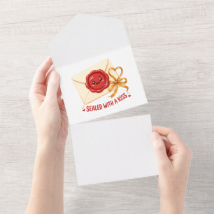 Selado Com Um Beijo Design de Carta de Amor Fofo