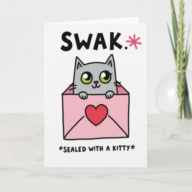 Selado Com Um Cartão de Amor de Gatinho (Frente)