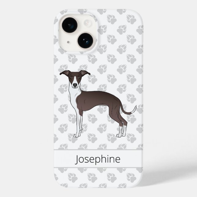 Selado e Branco Italian Greyhound com Nome Persona (Verso)