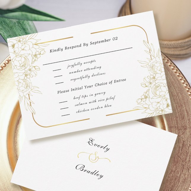 Seleção de Menu de Script Floral Dourado Elegante (Criador carregado)