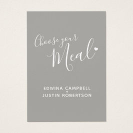 Seleção de refeição de casamento script texto cinz