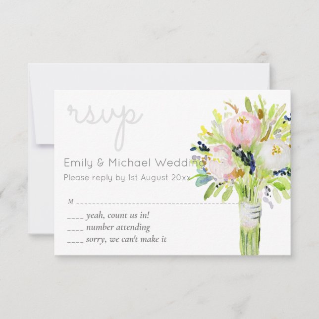 Seleções de menu e modernas de RSVP Floral ilustra (Frente)