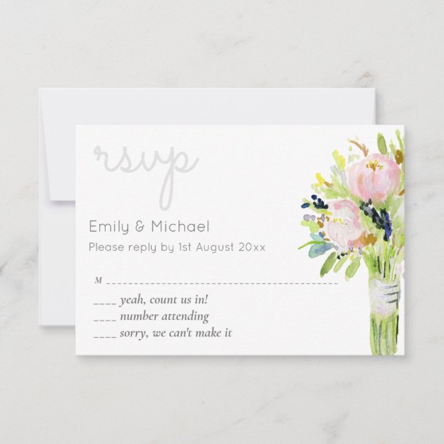 Seleções de menu e modernas de RSVP Floral ilustra (Frente)