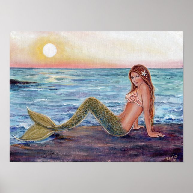 Selene mermaid in the sunrise poster print (Frente)