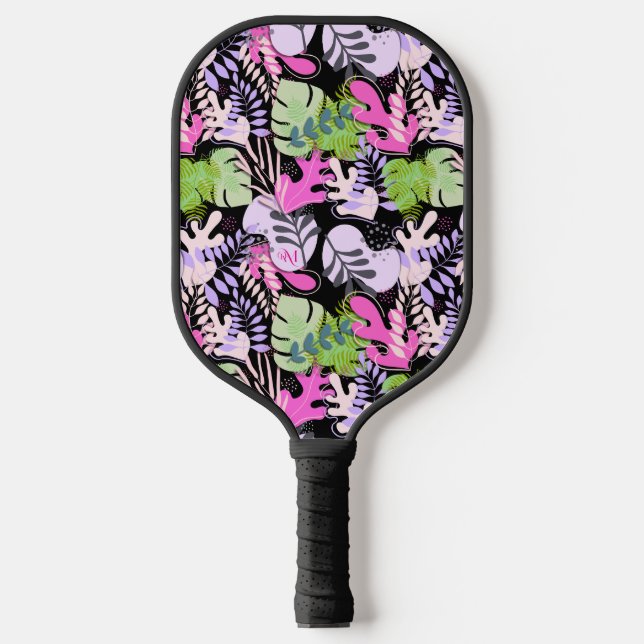 Seletor de Pickleball : Folhas de Abstrato (preto/ (Front)