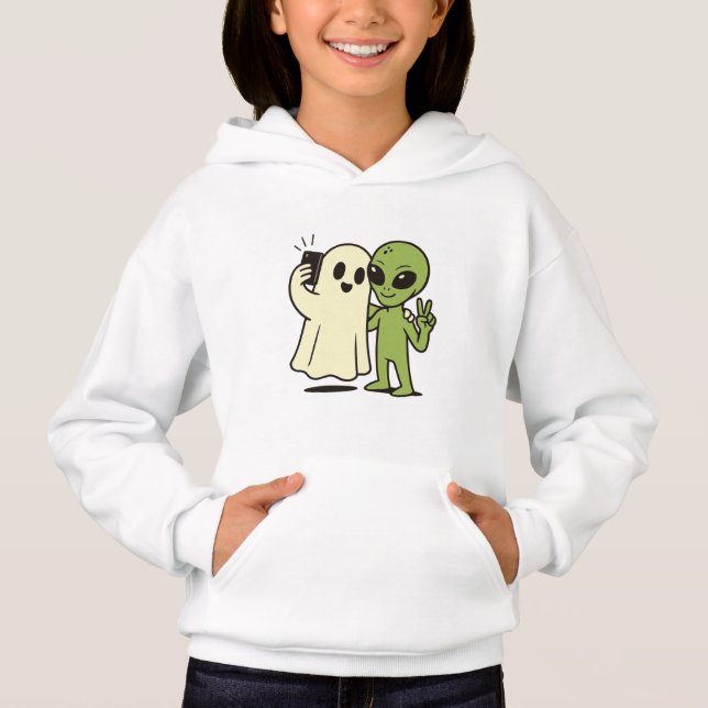Selfie de Halloween de Alien e Fantasma Engraçado (Frente)