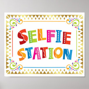 SELFIE STATION Fiesta Party Sign Impressão