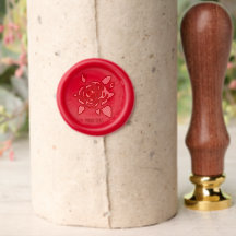 Selo de Cera Vermelho com Rosa Vermelha e Texto