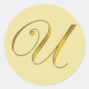 Selo de Envelope Monograma U em Ouro Etiqueta Ades