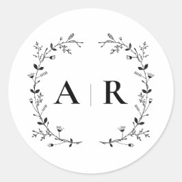 Selo de etiqueta de casamento com rolo de videira,